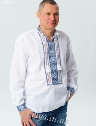 Вишиванка "Мережка" синя чоловіча