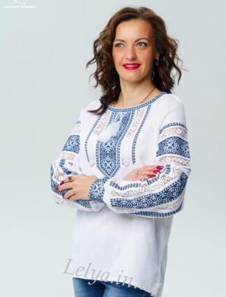 Вишиванка "Мережка" синя жіноча