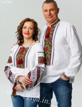 А-000019 Вишиванка чоловіча та жіноча з орнаментом  "Калина"