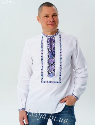 А-000068 Вишиванка "Квіткова фантазія" бузкова чоловіча