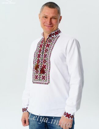 А-000111 Вишиванка "Лужанка" червона чоловіча
