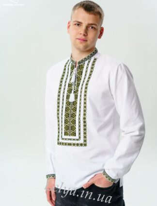 А-000157 Вишиванка "Троянди" зелені чоловіча