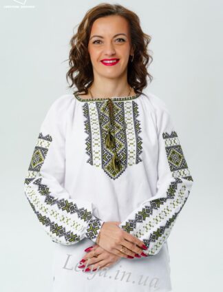 А-000097 Вишиванка "Геометрія" зелена жіноча