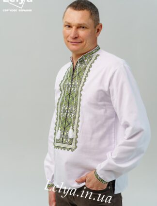 А-000154 Вишиванка "Ромби" зелені чоловіча
