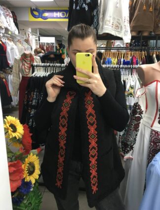 Кептарик "Етніка" з екодубляжу з червоною вишивкою