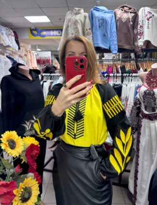 Сорочка "Світло душі" льон жовто-чорний