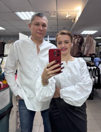 Сорочка "Вільна душа" на 100% льоні з сіро-білим орнаментом